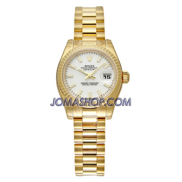 Lady-Datejust 26 White Dial 18K Yellow Gold President Automatic